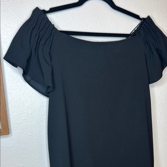 Trina Turk “Exceptional” Black Off-Shoulder Flutter Sleeve Mini Dress - small‎ - Picture 3 of 14